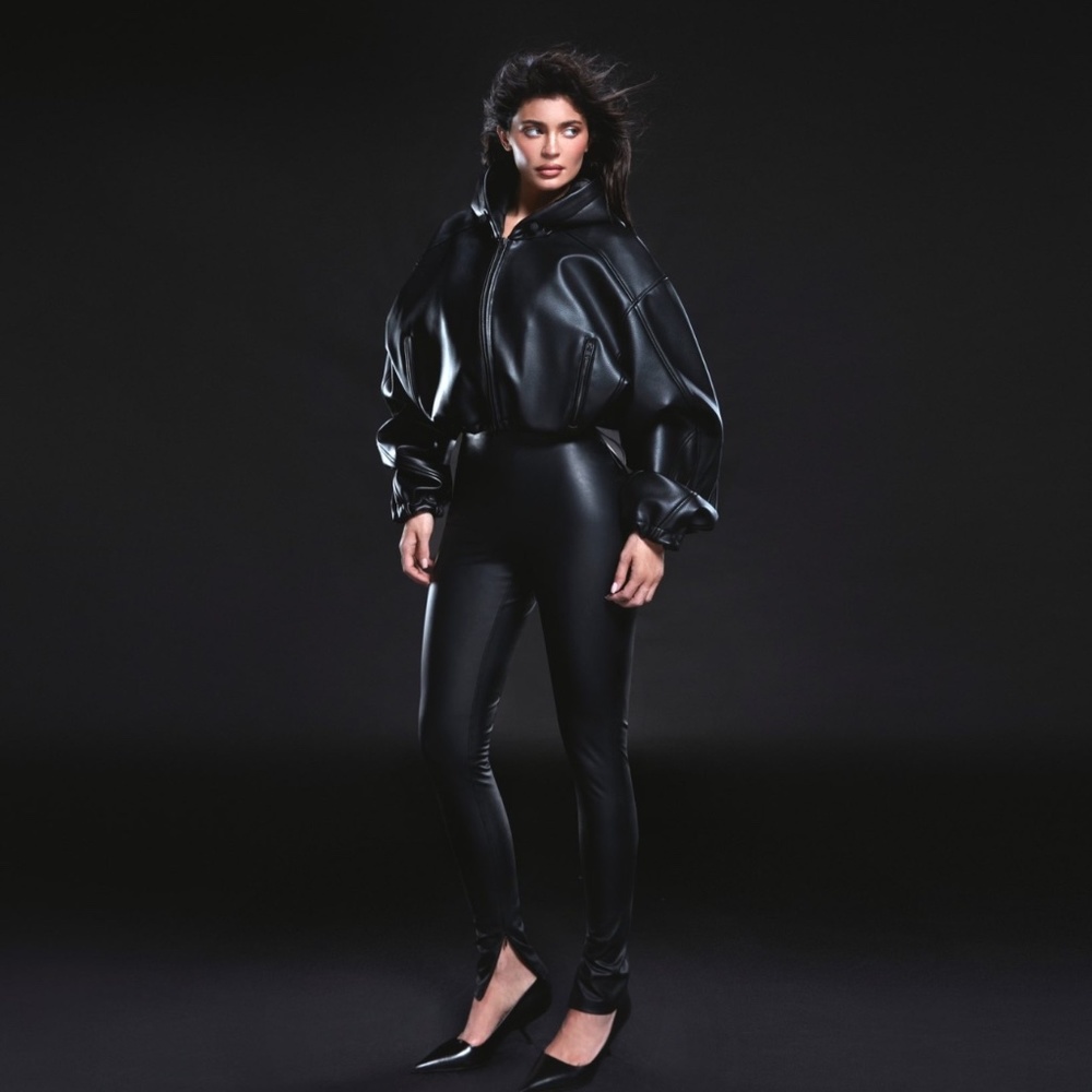 Khy by Kylie Jenner new with tags faux leather cropped hooded jacket
